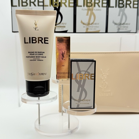 YSL Libre Gift Set x8 pc Yves Saint Laurent Lipstick Lotion EDP Mini Beauty Bag - Picture 2 of 9